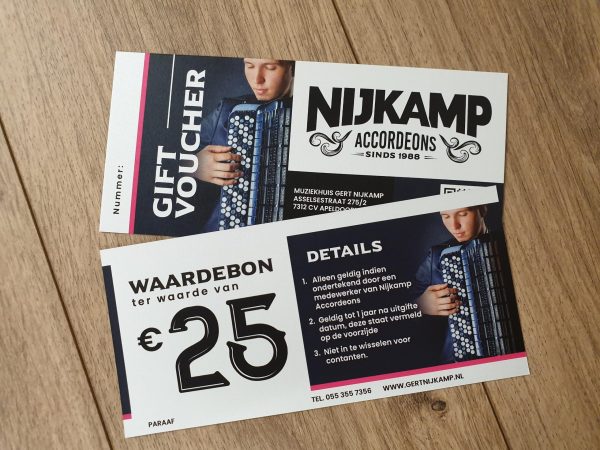 Gift Voucher Nijkamp Accordeons t.w.v. 50 euro