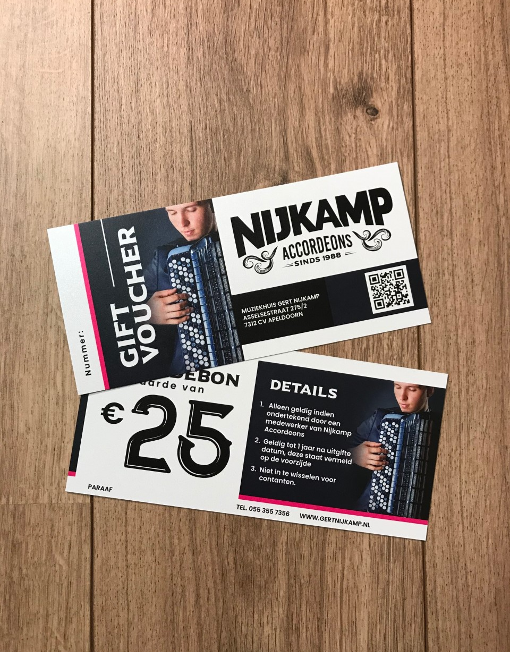Gift Voucher Nijkamp Accordeons t.w.v. 25 euro
